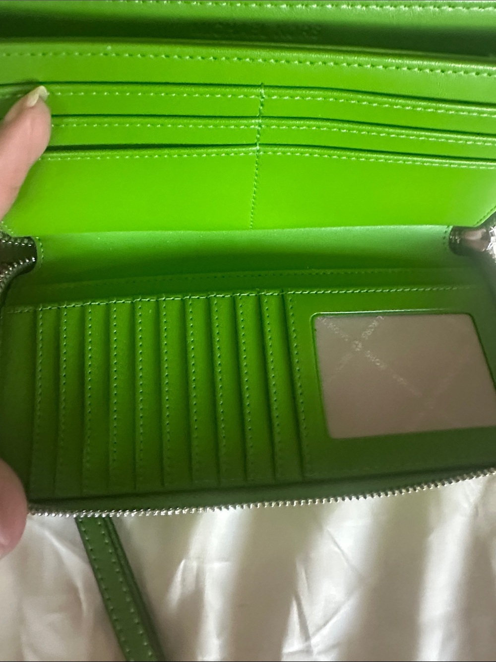 Michael Kors Green and White Zebra Print calf hair Wallet/Wristlet - Picture 9 of 12